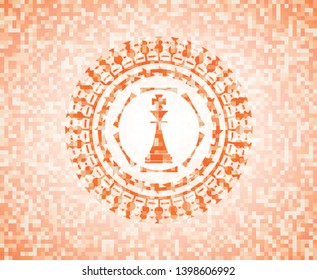 chess king icon inside orange mosaic emblem