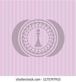 chess king icon inside pink emblem. Vintage.