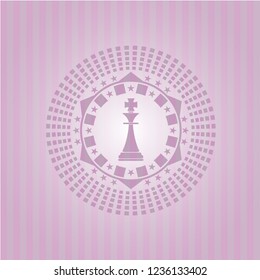 chess king icon inside pink emblem