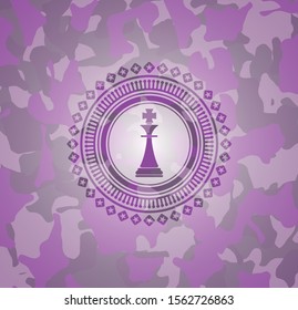chess king icon inside pink and purple camo texture