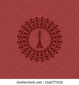 chess king icon inside realistic red emblem