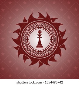 chess king icon inside realistic red emblem