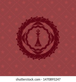 chess king icon inside realistic red emblem