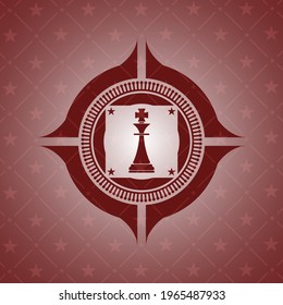 Schachkönigsymbol in realistischem rotem Emblem. 