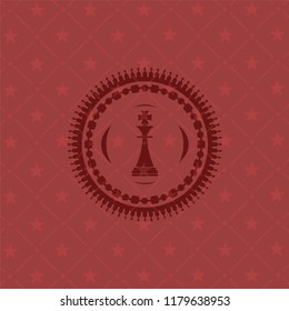 chess king icon inside red emblem. Retro