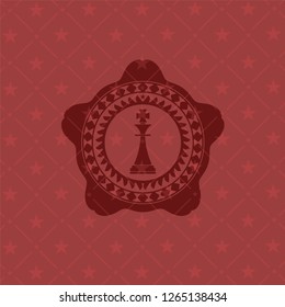 chess king icon inside red emblem. Vintage.