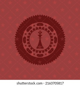 Schachkönigsymbol in rotem Symbol oder Emblem. 