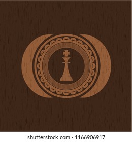 chess king icon inside retro wood emblem