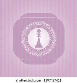 chess king icon inside retro pink emblem