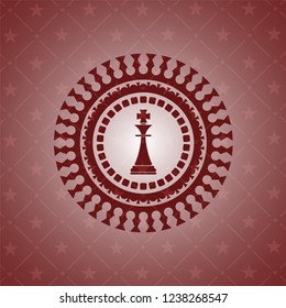 chess king icon inside retro style red emblem