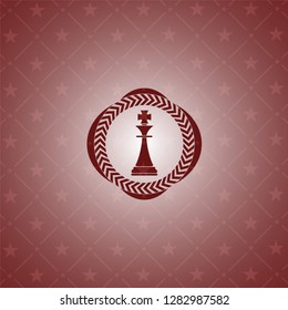 chess king icon inside retro red emblem