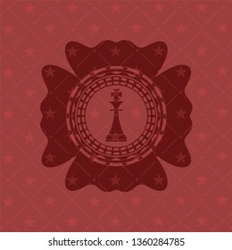 chess king icon inside retro style red emblem