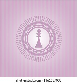chess king icon inside retro pink emblem