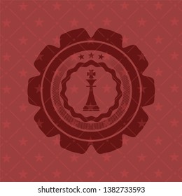 chess king icon inside retro style red emblem