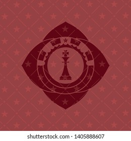 chess king icon inside retro style red emblem