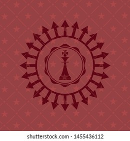 chess king icon inside retro red emblem