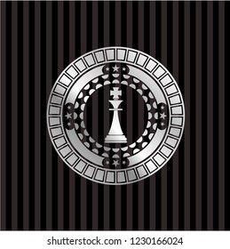 chess king icon inside silver badge or emblem