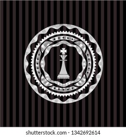 chess king icon inside silver emblem or badge