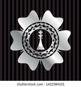 chess king icon inside silver emblem