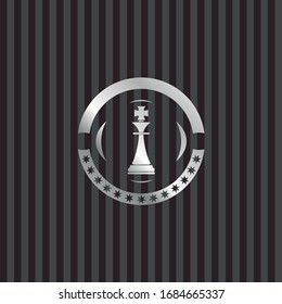 chess king icon inside silver badge or emblem