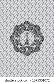 chess king icon inside silver emblem. Scales pattern. Vector Illustration. Detailed.