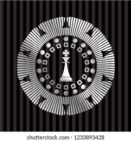 chess king icon inside silvery emblem