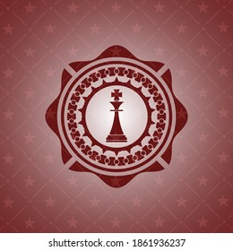 chess king icon inside vintage red emblem. 