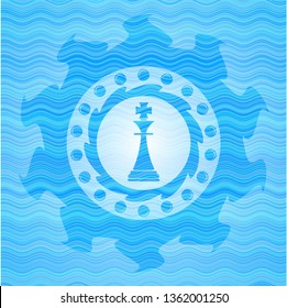 chess king icon inside water style badge.