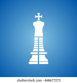 Chess king Icon on blue color.