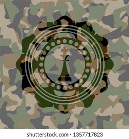 chess king icon on camo pattern