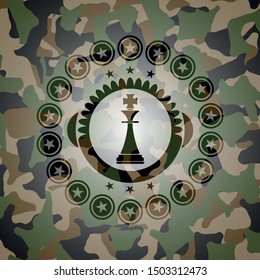chess king icon on camo pattern
