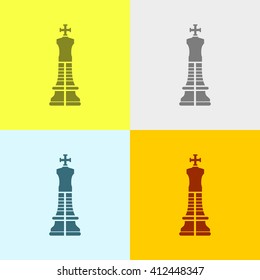 Chess King Icon on Four Different Backgrounds. Eps-10.