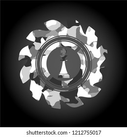 chess king icon on grey camouflage texture