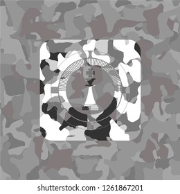chess king icon on grey camouflage texture