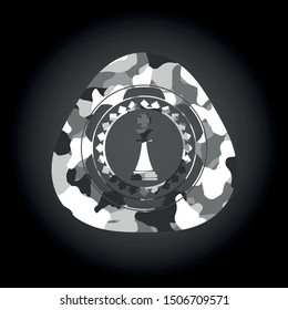 chess king icon on grey camo pattern