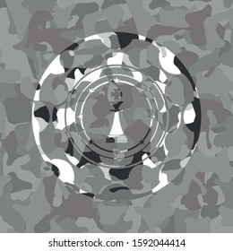 chess king icon on grey camo pattern