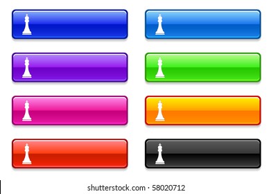 Chess King Icon on Long Button Collection Original Illustration