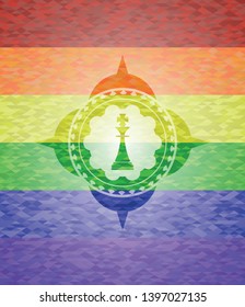 chess king icon on mosaic background with the colors of the LGBT flag