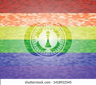 chess king icon on mosaic background with the colors of the LGBT flag