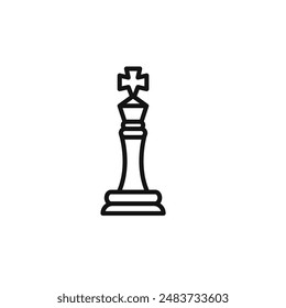 Chess king icon outline collection in black