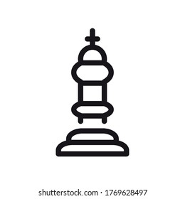 chess king icon over white background, line style, vector illustration