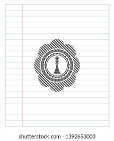 chess king icon pencil effect. Vector Illustration. Detailed.
