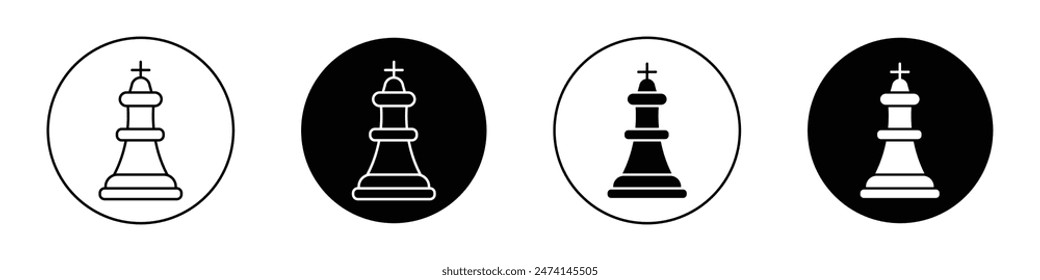 Chess King Icon Set Chess game king piece vector symbol. Leadership and strategy icon for chess.