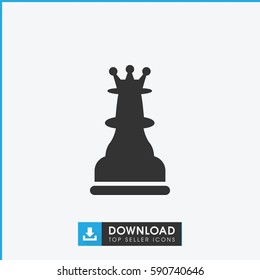 Chess King Icon. Simple Filled Chess King Vector Icon. On White Background.