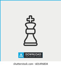 Chess King Icon. Simple Outline Chess King Vector Icon. On White Background.