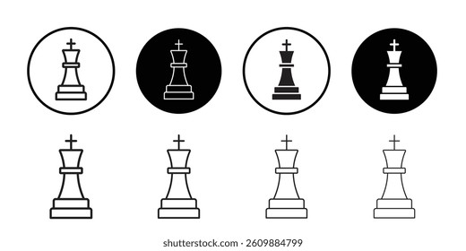 Chess king icon Simple thin outline