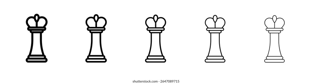 Chess king icon vector outline symbol or illustration