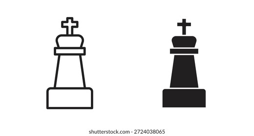 Iconos del rey de ajedrez, Vector de línea. conjunto de símbolos sólidos