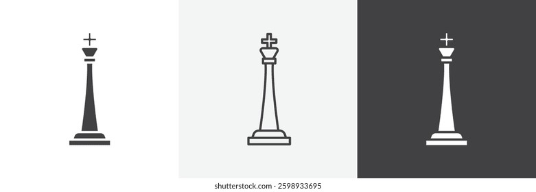 Chess king icons in Thin line black color. flat simple vector symbols illustration.