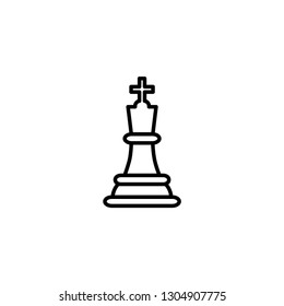 Chess King Line Icon In Flat Style Vector For Apps, UI, Websites. Black Icon Vector Illustration.